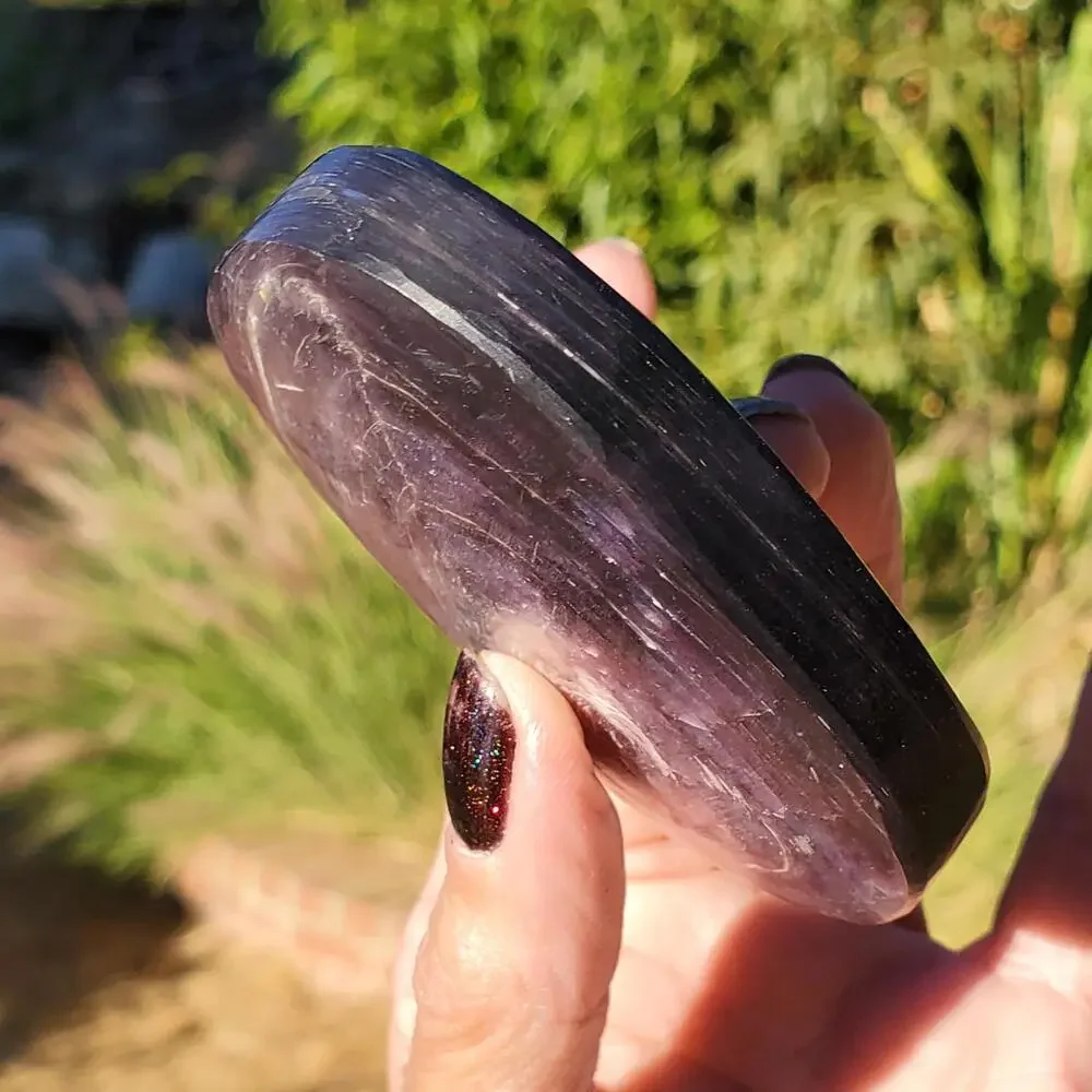 Brazilian Purple Mica Double Side Flash Crystal Palmstone Freeform 132 Grams